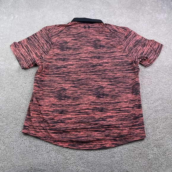 Under Armour Polo Shirt Mens Large Pink Black Heathered Iso Chill Performance - Picture 7 of 11